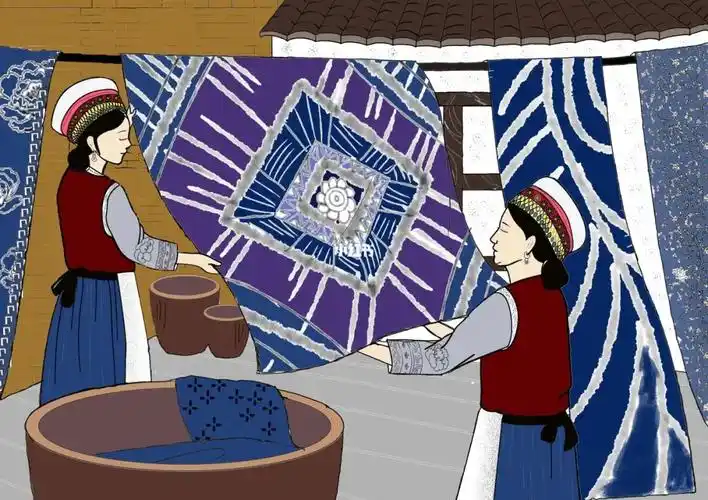 云南非遗扎染插画#扎染 #原创 #禁止抄袭