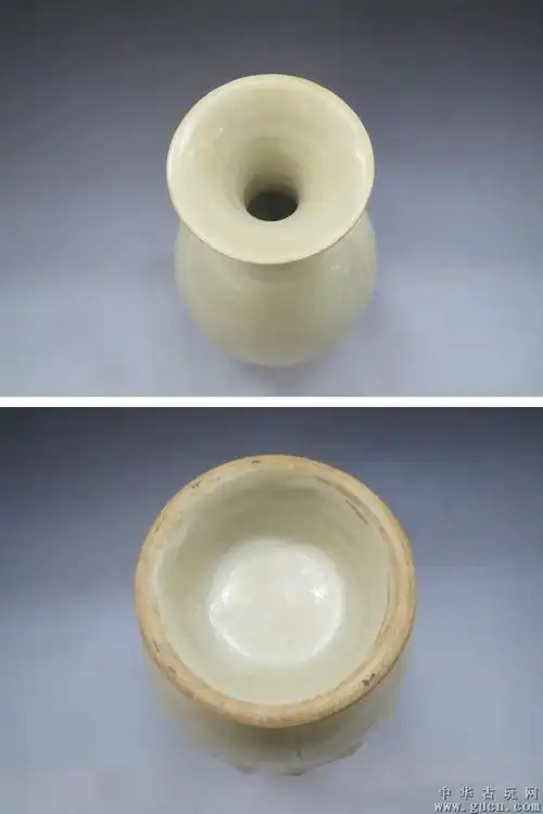 宋定窑白釉刻划龙纹赏瓶