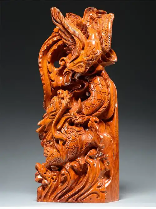 雪欧芙花梨木龙凤呈祥雕刻玄关装饰结婚乔迁新居礼实木红木摆件新店