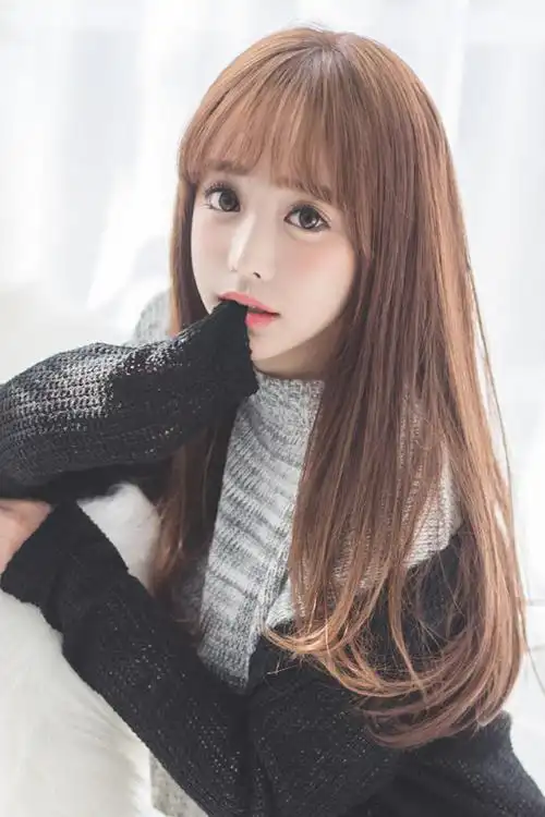 送三件套】空气刘海梨花头假发女长直发微卷内扣修脸发型假发头套