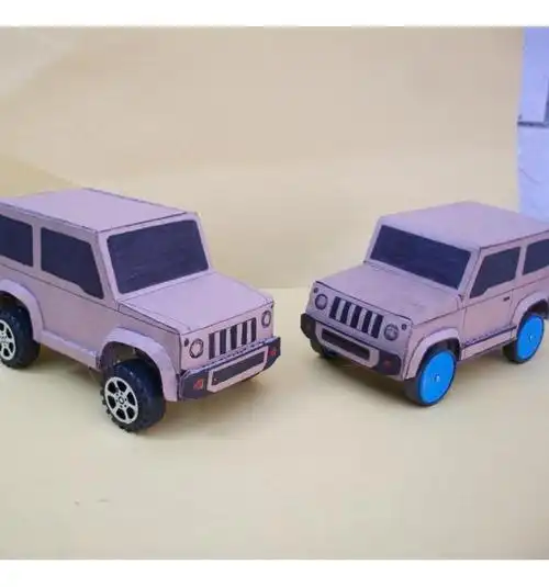 分享儿童手工纸盒做汽车教程-六学艺术手工网