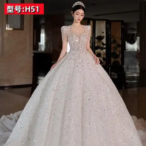 小个子婚礼主纱孕妇结婚新娘2024新款重工高端出租婚纱租赁加大码