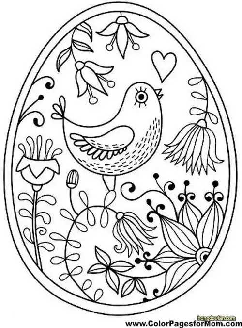 花朵叶子小鸟春天爱情 装饰填色图片大全-红豆饭小学生简笔画大全