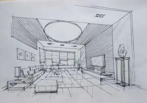 客厅设计手绘草图|空间|室内设计|翁小峰 - 原创作品 - 站酷 (zcool)