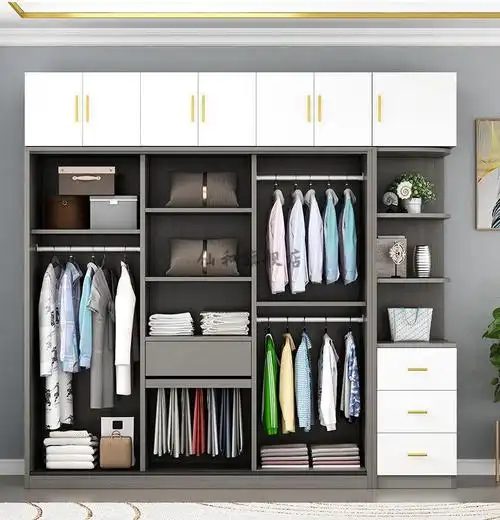 2021新款全实木衣柜家用卧室实木现代简易组装推拉门轻奢整体衣橱移门