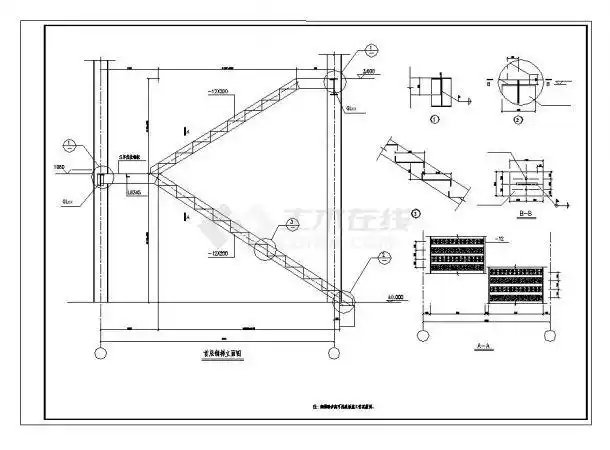 某钢楼梯大样节点构造cad详图