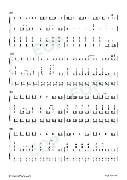 bigbang-eop教学曲双手简谱预览3-钢琴谱文件(五线谱,双手简谱,数字谱