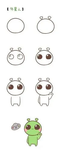可爱的外星人简笔画