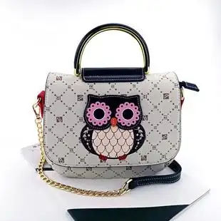 bettyboop/贝蒂新款女包包卡通猫头鹰碎花链条小巧手提斜挎包