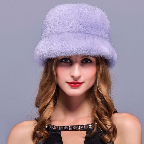 冬季进口水貂帽子女款礼帽整皮水貂毛大檐帽加厚保暖貂皮皮草帽子