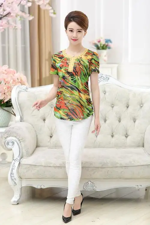 夏装女上衣中老年女装妈妈装韩版t恤夏季新