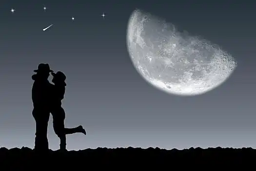 会面,人,女孩,月亮