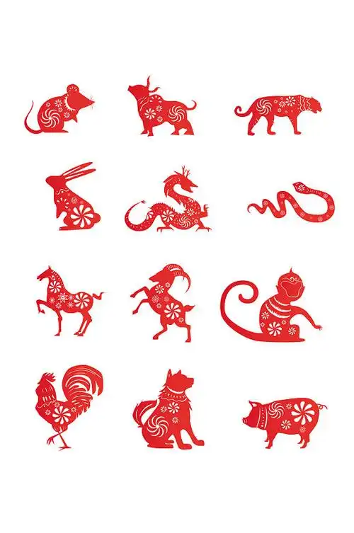 十二生肖创意矢量剪纸窗花设计元素