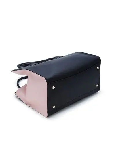 黑色牛剖层移膜革手袋