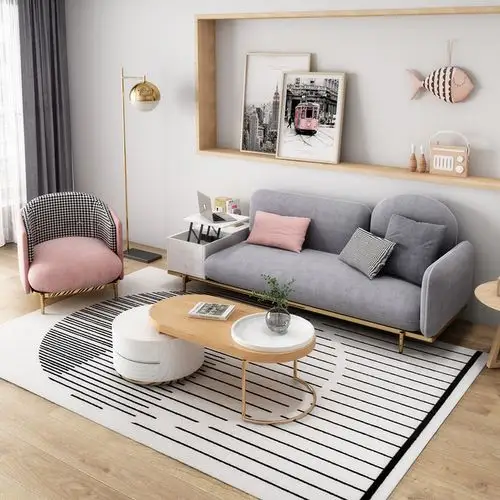 简约现代轻奢布艺沙发北欧风格小户型客厅三人位沙发整装家具组合