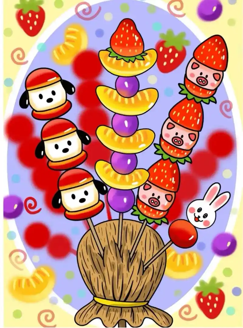 冰糖葫芦简笔画.#创作灵感 冰糖葫芦创意儿童画教程来啦#冰糖 - 抖音