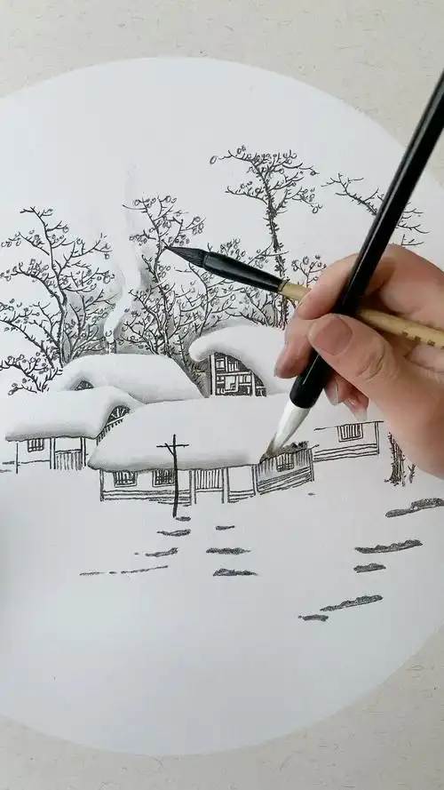 一步一步画雪景全视频