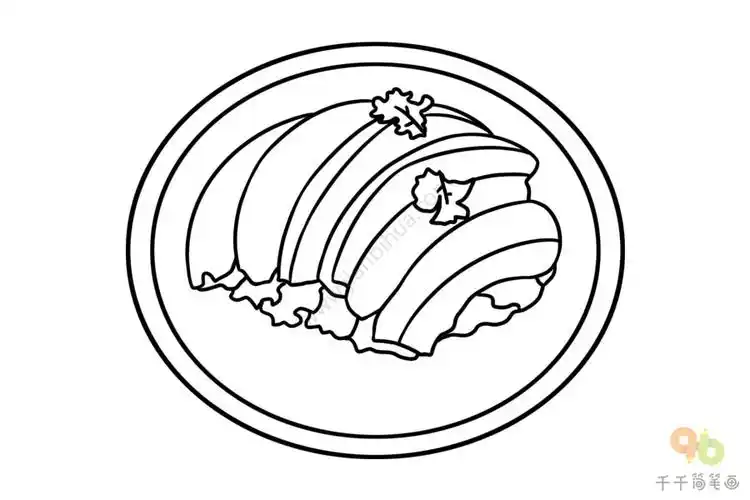 广东美食梅菜扣肉简笔画