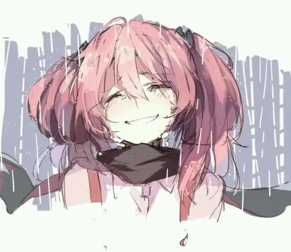 动漫少女笑着哭