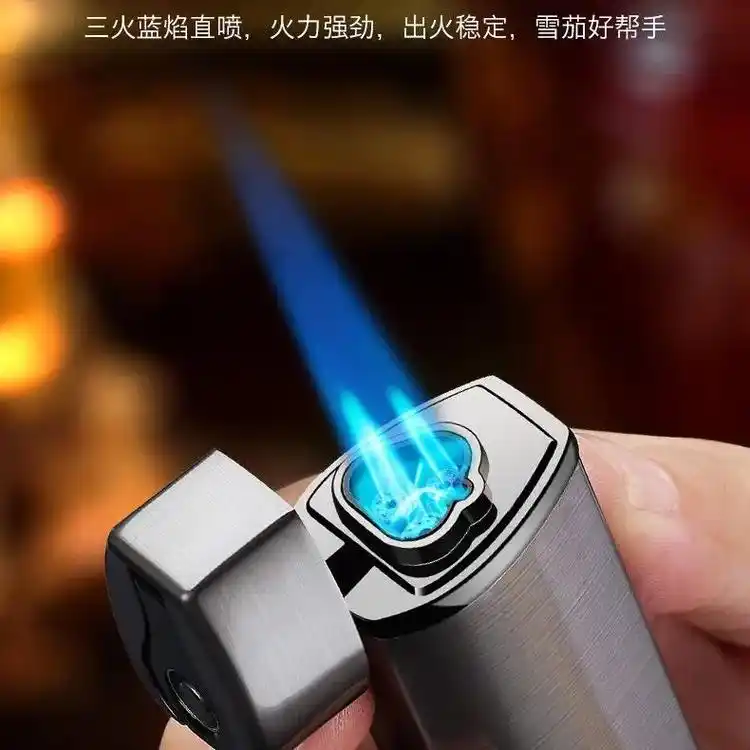 这款打火机真的太酷了!三火蓝焰直冲,防风电子点火,还有电量显 - 抖音