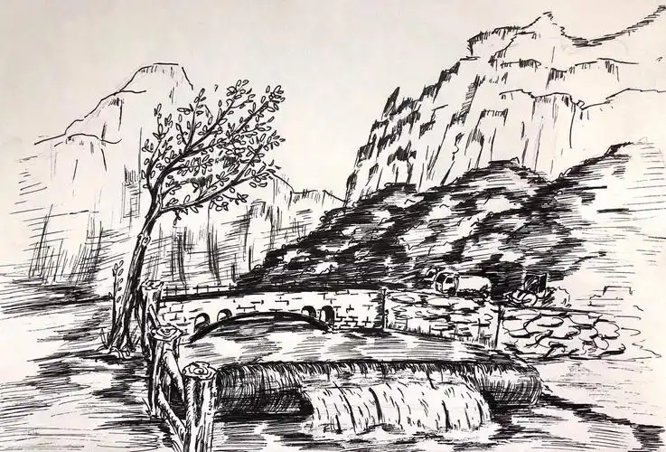 三元堂画室太行山风景速写素描写生作品集2