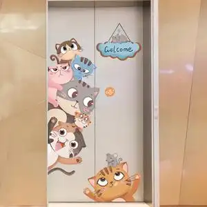 可爱卡通物业电梯门装饰贴纸门贴入户创意个性自粘贴画商铺布置
