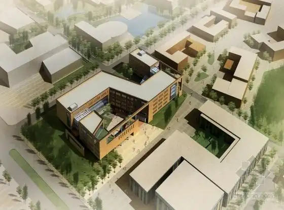 [方案]某知名大学图书馆建筑设计方案图(含效果图)vip