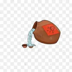 清明节小清新手绘酒坛斟酒装饰元