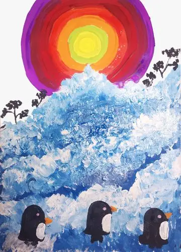 杨安琪(11岁,中国),南极冰川·保护企鹅的家园