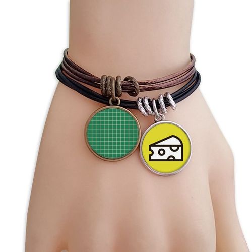 绿色白色格子装饰纹样双牌三明治饰品手链