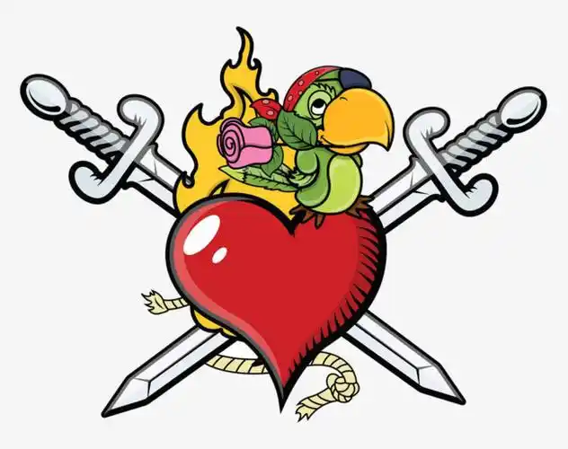 卡通刀插爱心