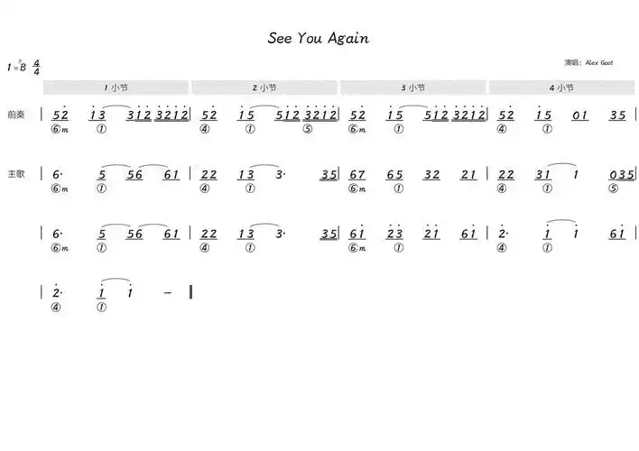 seeyouagain简谱