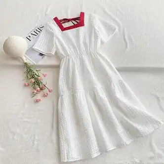 8岁女孩度假连衣裙9儿童甜美公主裙子白色165码建议高1551628598斤