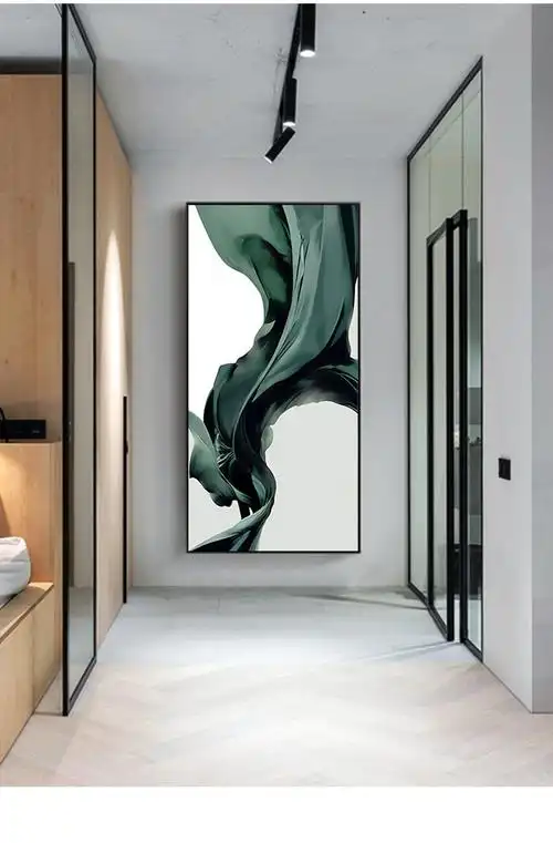 青雾入户玄关装饰画现代简约床头挂画客厅办公室样板房抽象大壁画