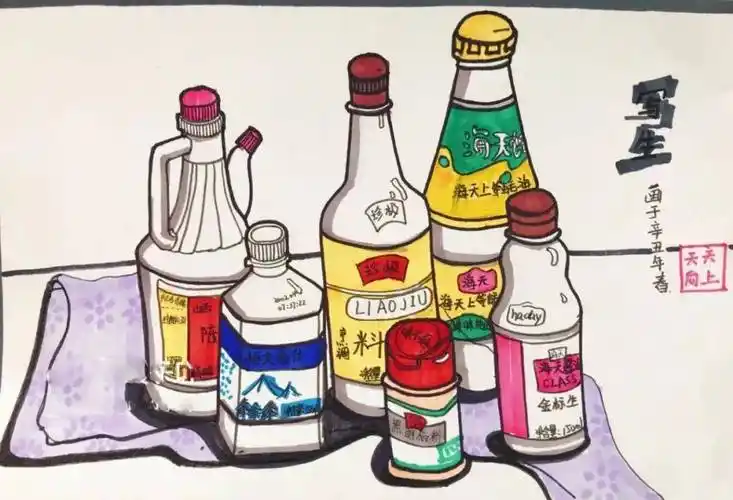 美术课堂居家写生厨房的瓶瓶罐罐