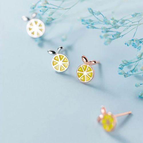 日韩版夏日柠檬耳钉s925纯银防过敏银针耳环甜美小清新耳坠耳饰品