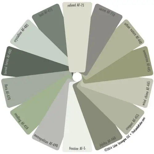 图:本杰明摩尔affinity® 色系里的14个绿