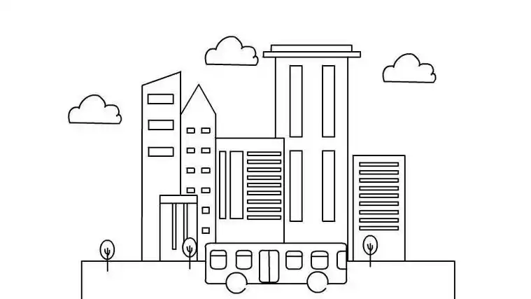 干净整洁的城市简笔画