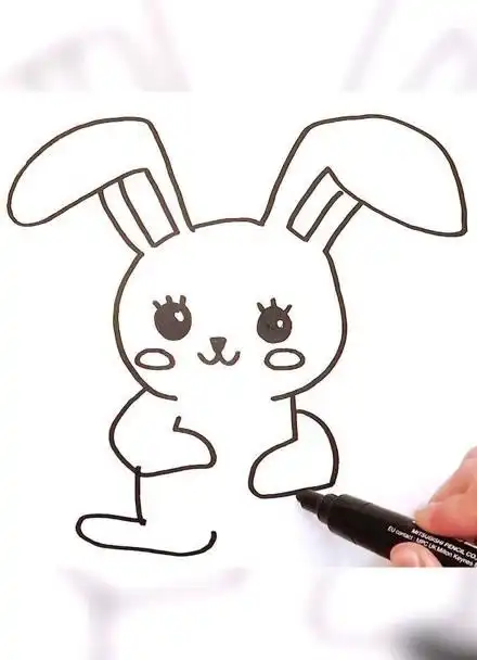 学画简笔画,快速教你画小白兔,教孩子成为一个小画家