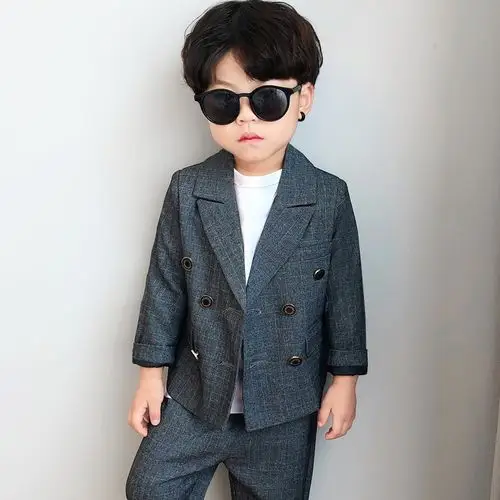 2020秋冬季英伦风童装男童西装套装儿童休闲小西西服