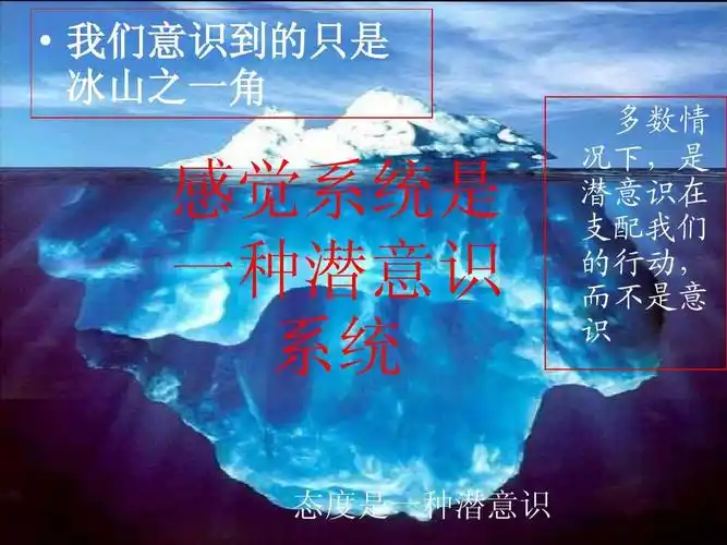 我们意识到的只是 冰山之一角 感觉系统是 一种潜意识 系统 用行动