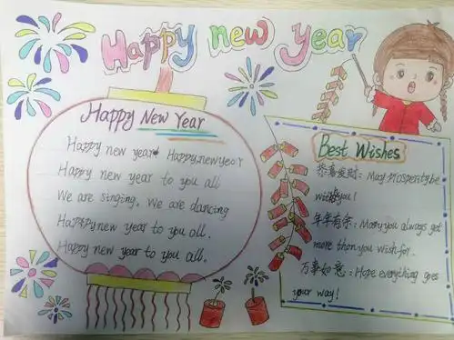 【快乐学英语,共绘七彩梦】--八一小学"迎元旦"英语手抄报比赛