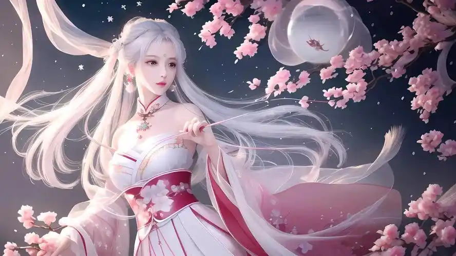 古风粉色系女孩ai绘画图集动漫卡通二次元手机电脑高清壁纸cg