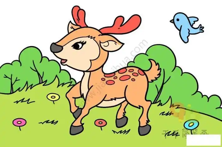 小鹿简笔画公主小动物彩色在森林里玩耍的小鹿的简笔画奔跑的小鹿简笔