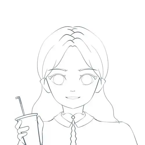 奶茶女孩(有线稿)_卡通头像_绘画_头像_接稿接稿_素材_头像