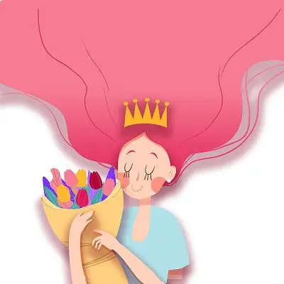 彩色卡通手绘女神节女生妇女节女神节人物png素材元素