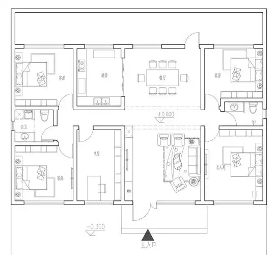 欧式一层别墅设计图平面图