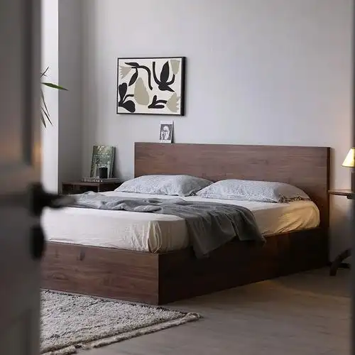 北欧全实木箱体床黑胡桃木日式简约轻奢多功能储物床主卧双人大床