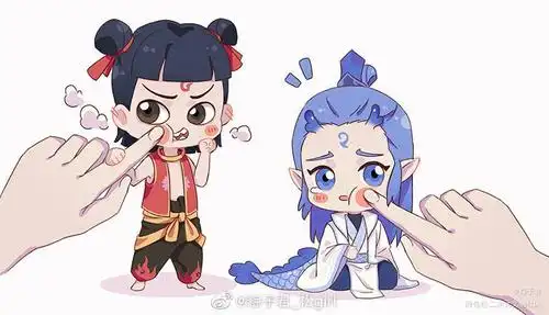 戳_哪吒之魔童降世敖丙哪吒日系q版我要上首推同人绘画作品