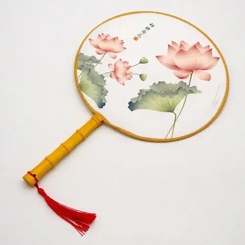 宫扇团扇圆扇中国风古典扇子侍女扇汉服圆形扇子古风木柄女扇批发